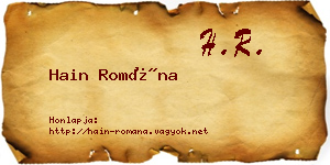 Hain Romána névjegykártya